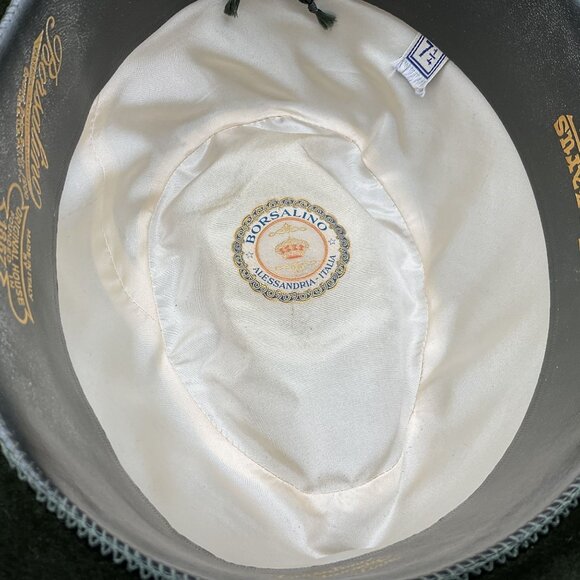 Borsalino Alessandria Italy Olive Green Velour Felt Fedora With Box Sz 7.25 - Picture 6 of 15